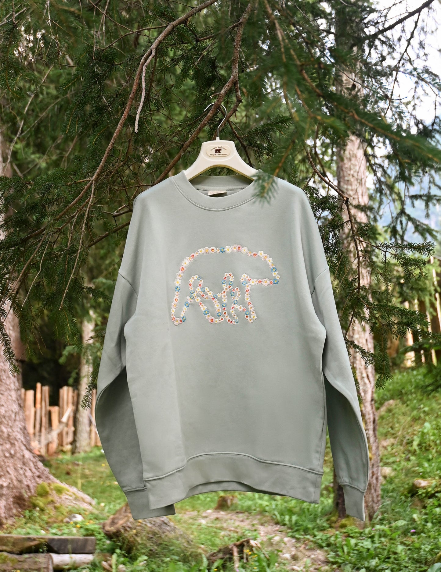 FELPA GIROCOLLO SAGE CON RICAMO CLASSIC