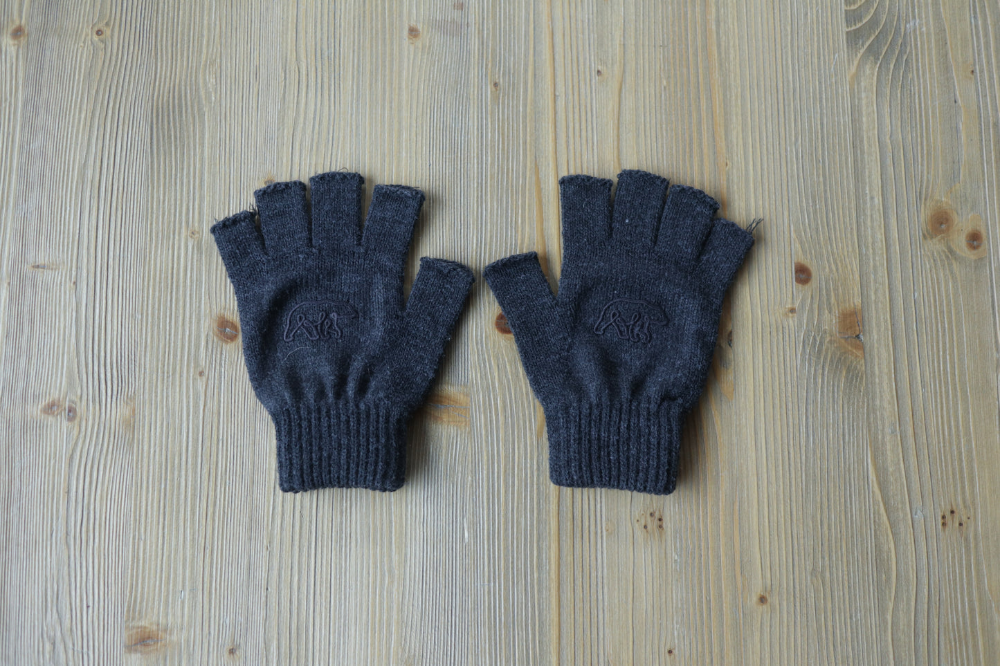 GUANTI SENZA DITA DARK GREY CON RICAMO CLASSIC